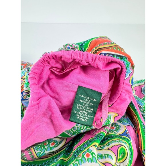 Lauren Ralph Lauren M Pink Paisley Tiered Cotton Flowy Women Maxi Skirt BOHO - Picture 8 of 10